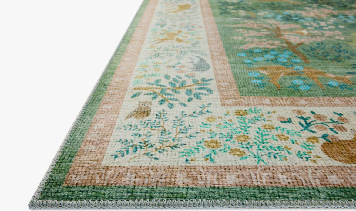 Rifle Paper Co. X Loloi Canopy Rug in Sage/Blush: Pile Height View
