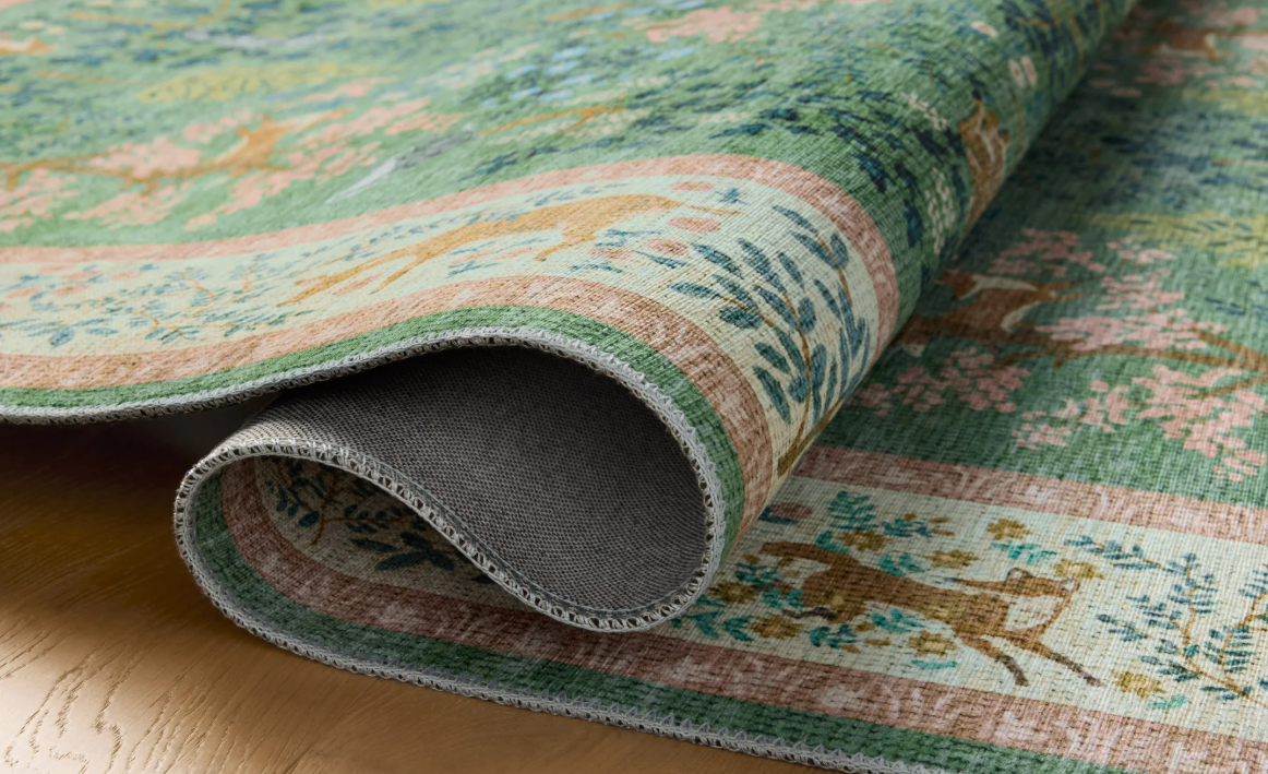 Rifle Paper Co. X Loloi Canopy Rug in Sage/Blush: Product Folded View