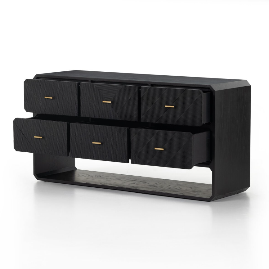 Caspian 6 Drawer Dresser: Open Storage Product View
