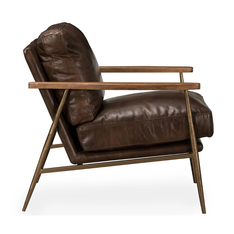 Christopher Club Chair-Truffle Brown: Product Side View