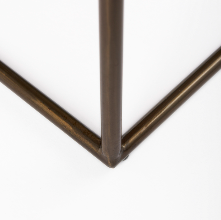 Clarissa Woven Stool-Black Leather: Gold Finish Iron Frame View