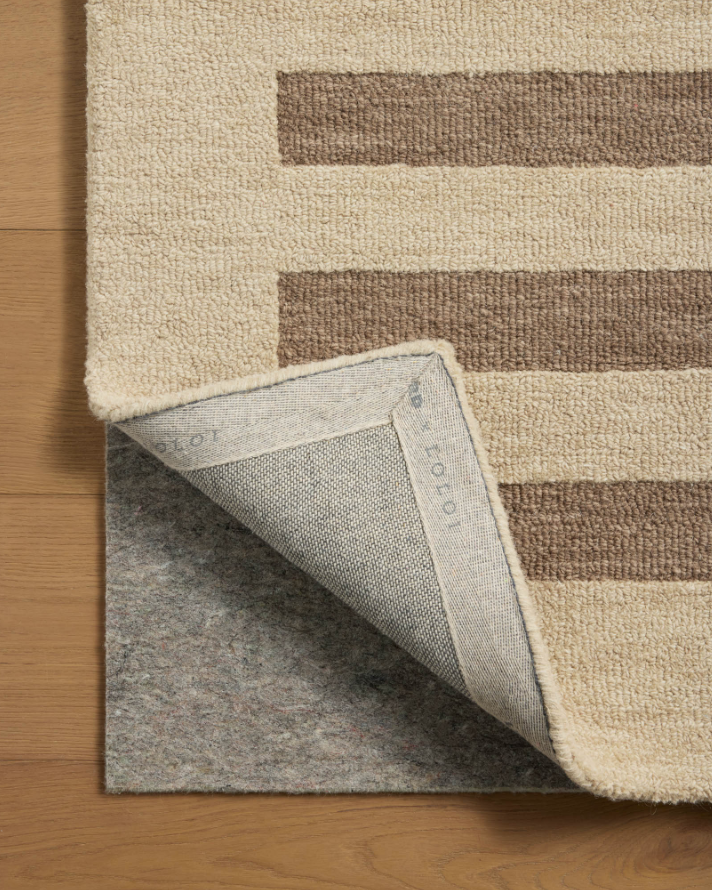 Leanne Ford Craven Rug in Oatmeal/Bark: Product Backing View