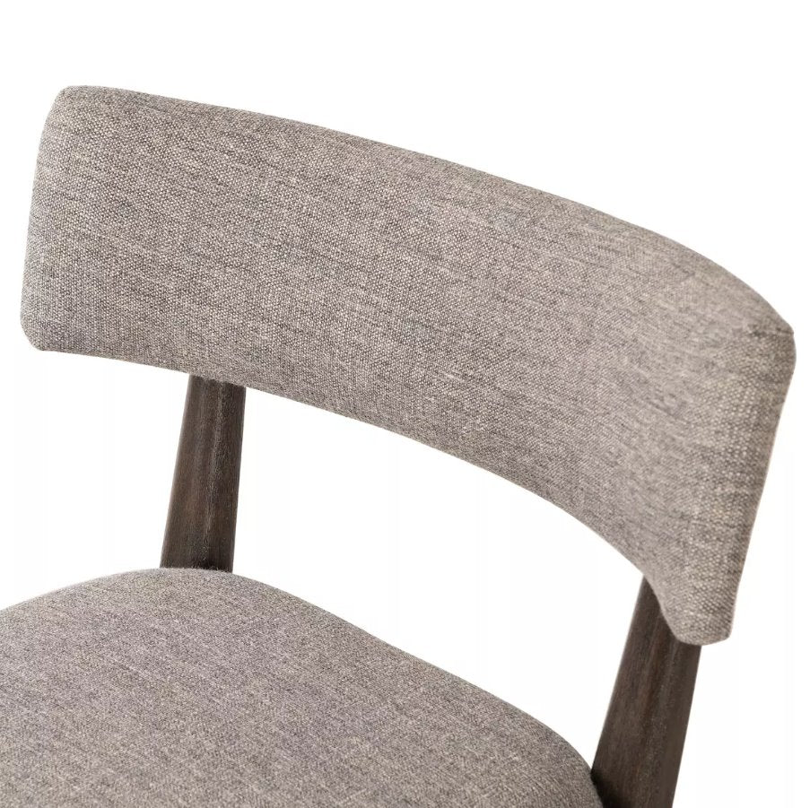 Cardell Dining Chair in Alcala Nickel: Curved Barrel Back View