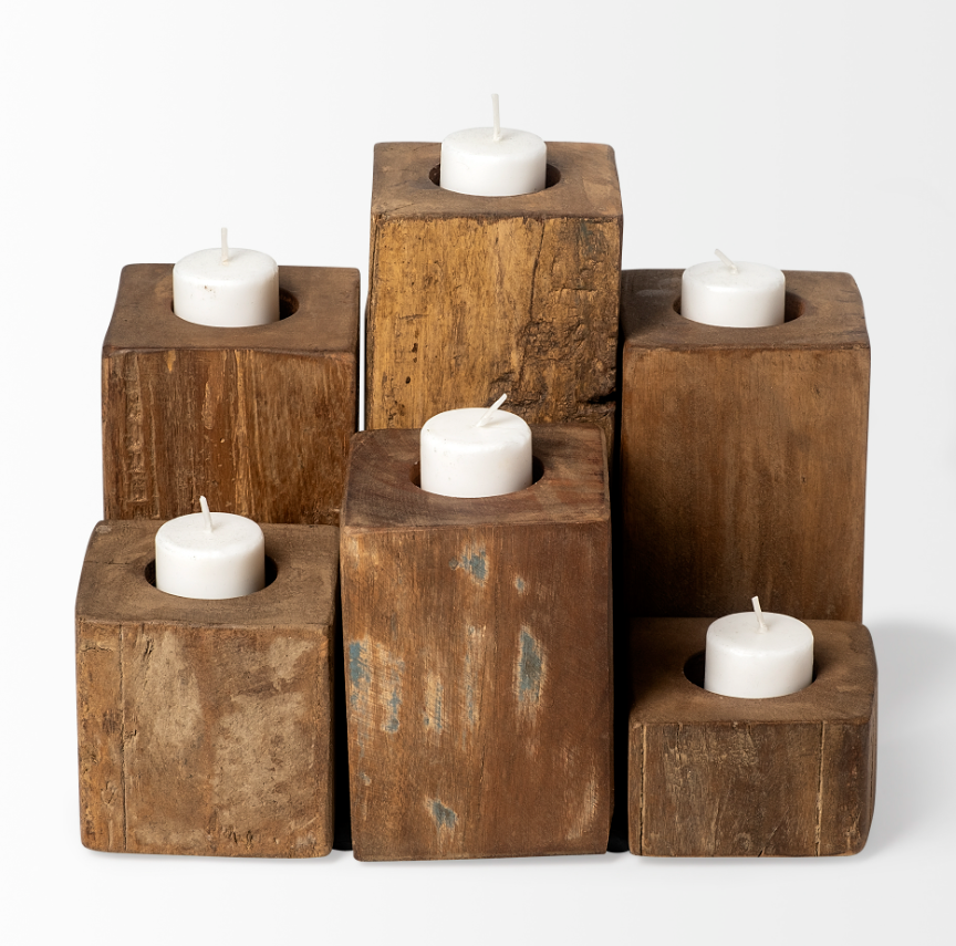 Cassius Wood Block Candle Holder: Available at City Home PDX