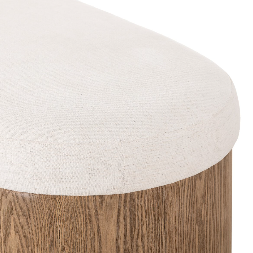 Celeste Accent Bench-Crypton Nomad Snow: Up-Close Product Corner View