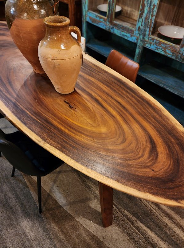 Chamcha Live Edge Dining Table: Tabletop View
