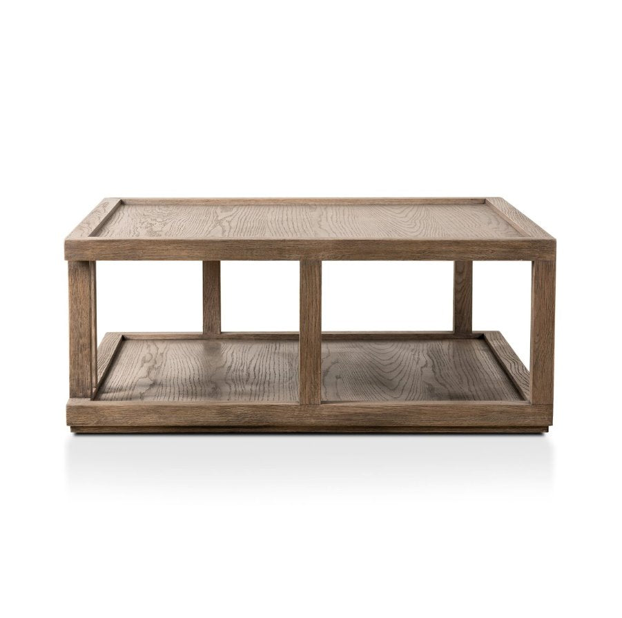 Charley Coffee Table in Warm Natural Oak Veneer: Product Back View