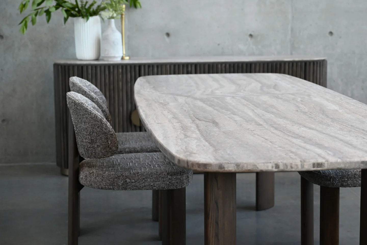 Shoku Dining Table - detail view of marble table top
