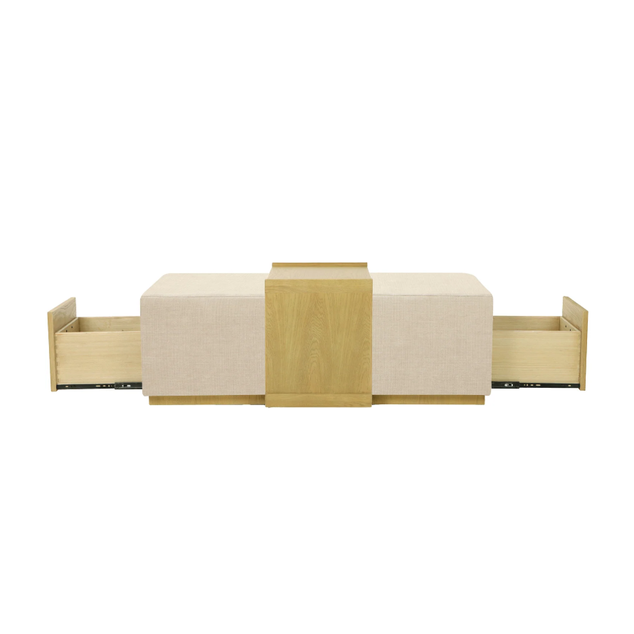 Elara Storage Ottoman: Front Open Storage Product View