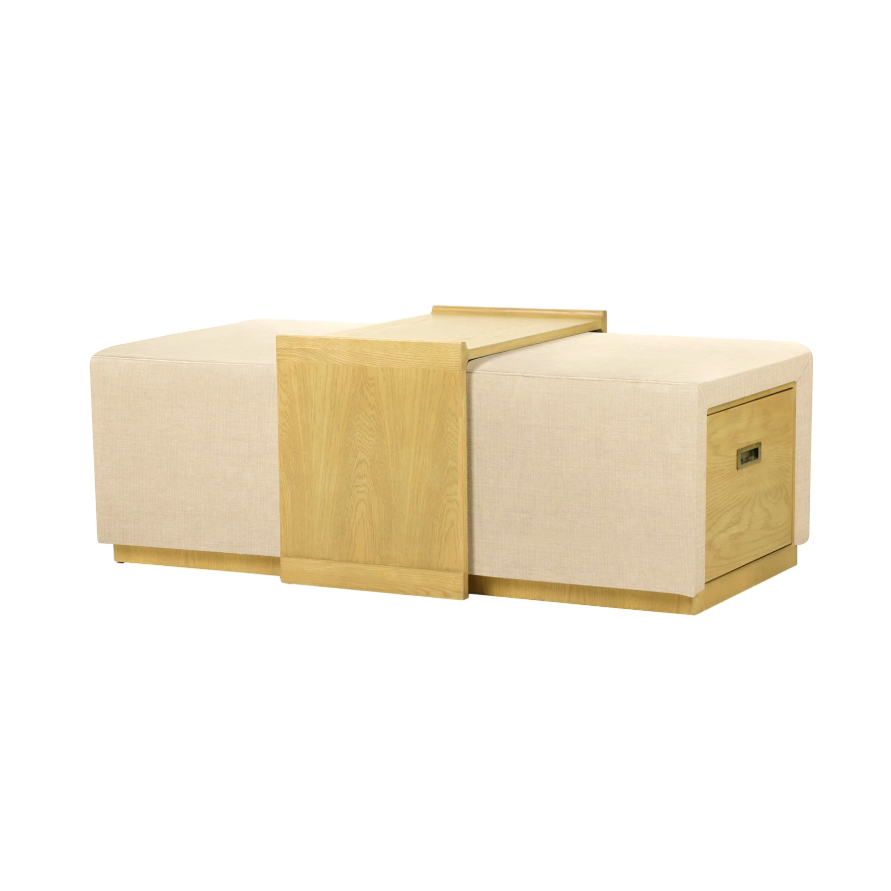 Elara Storage Ottoman: 2nd Sliding Accent Tray View