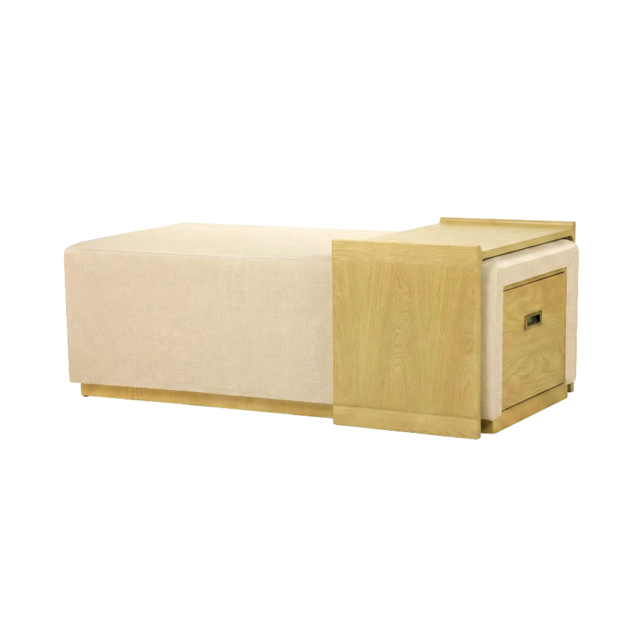 Elara Storage Ottoman: 3rd Sliding Accent Tray View