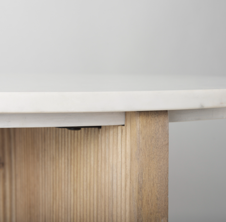 Enzo 32" Foyer Accent Table: Marble Tabletop Side View