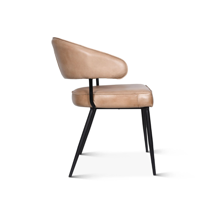 Essex 23" Dover Leather Armchair-Antique Ivory: Product Side View