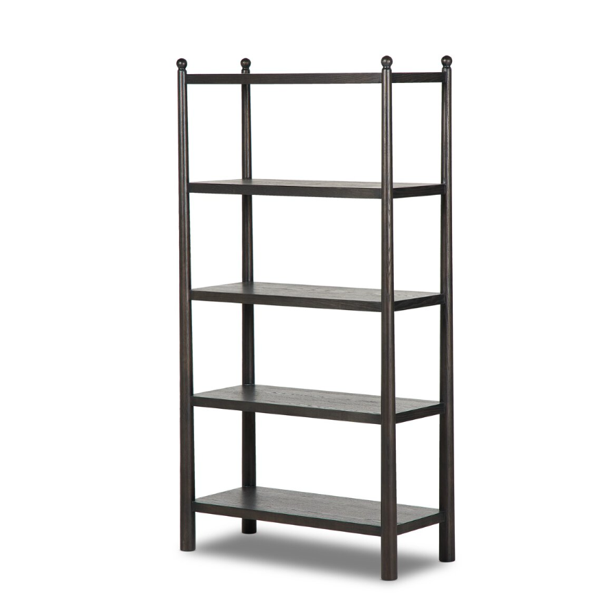 Amber Lewis X Four Hands Eldridge Bookcase-Distressed Black Oak: Product View