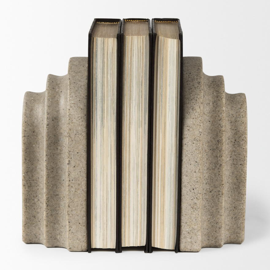 Empire Arch Bookends-Sandstone Resin: Front Product View