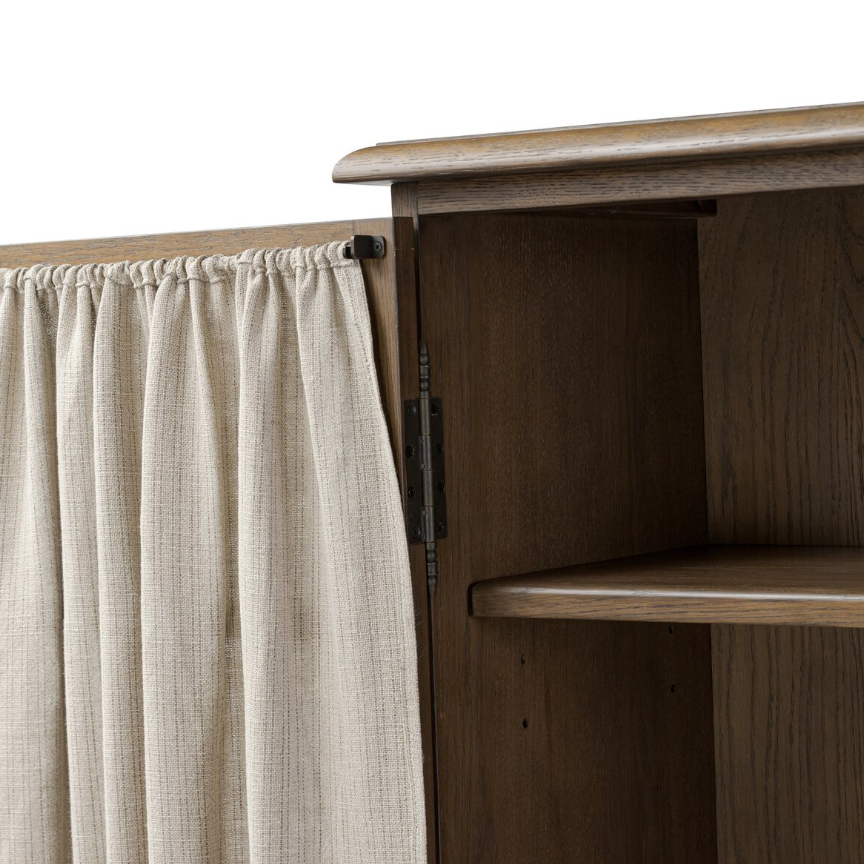 Amber Lewis X Four Hands Finley Cabinet: Up-Close Product View with Curtain 