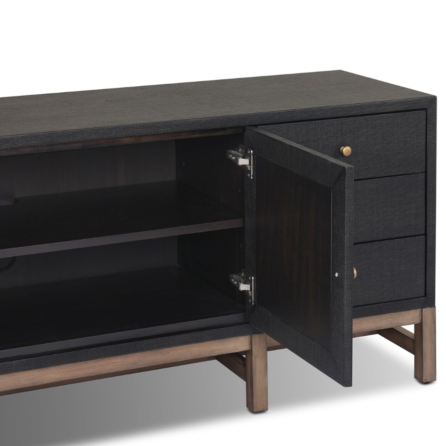 Fiona Media Console: Up-Close Open Cabinet Product View