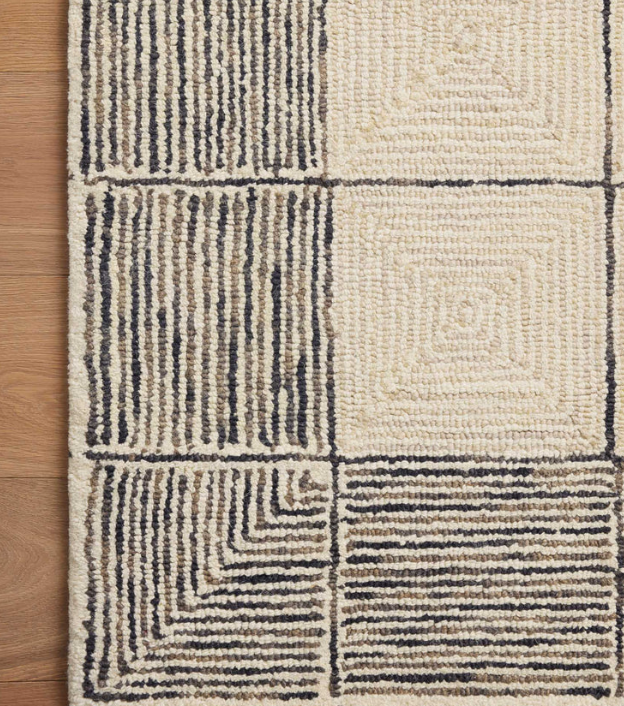 Chris Loves Julia X Loloi Francis Rug in Cream/Black: Up-Close Pattern View