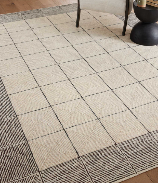 Chris Loves Julia X Loloi Francis Rug in Cream/Black: Up-Close Product View