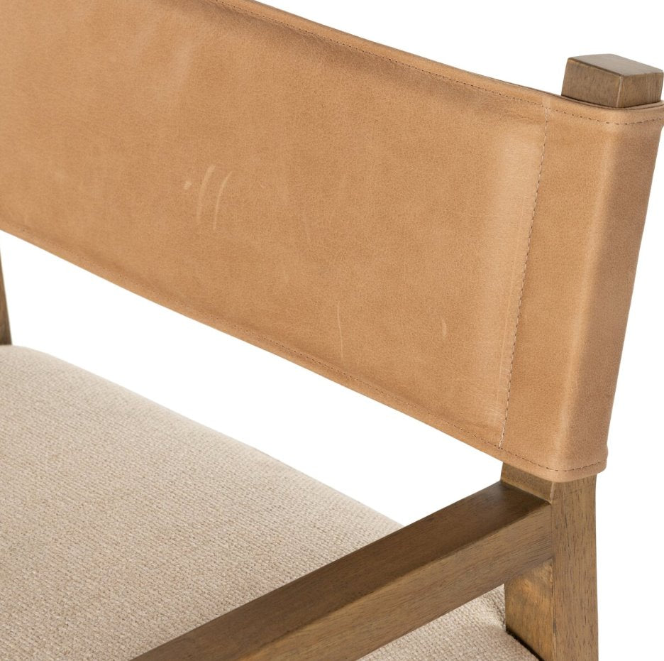 Ferris Dining Armchair: Top-Grain Leather Backing View