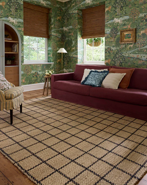 Chris Loves Julia X Loloi Fletcher Rug in Natural/Black: Product Style View