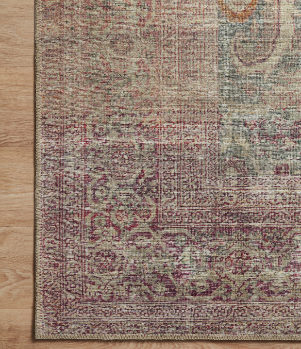 Amber Lewis X Loloi Georgie Rug in Jade/Sunset: Product Corner View