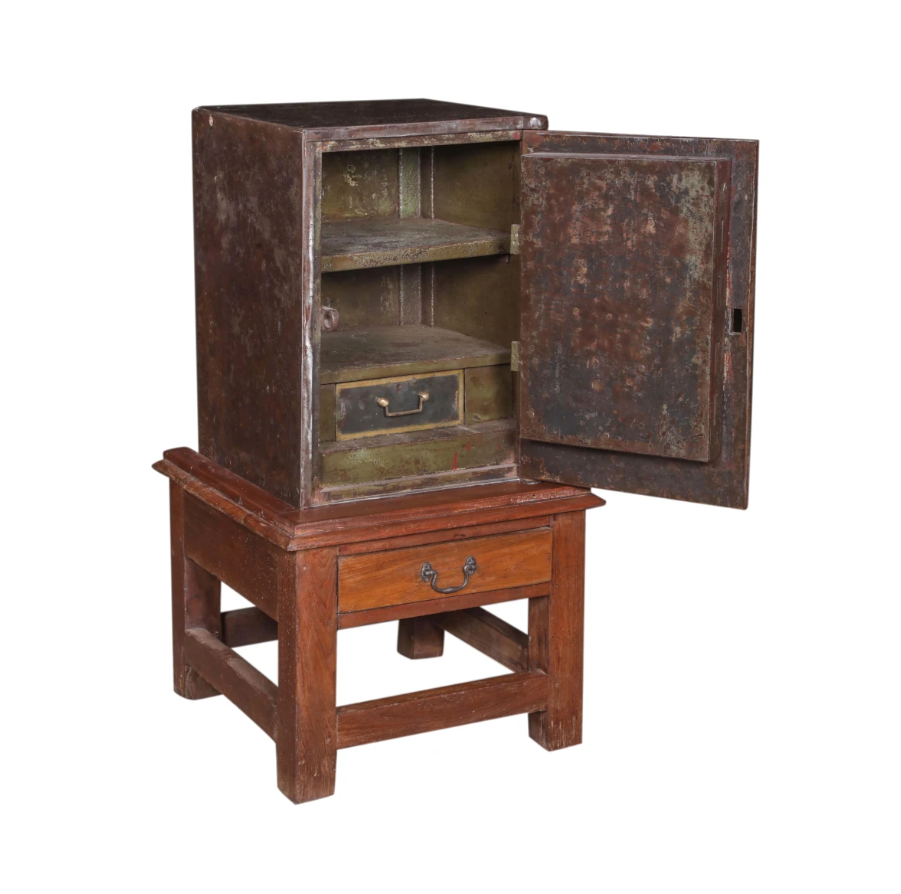Iron Locker with Wooden Stand: Open Product View