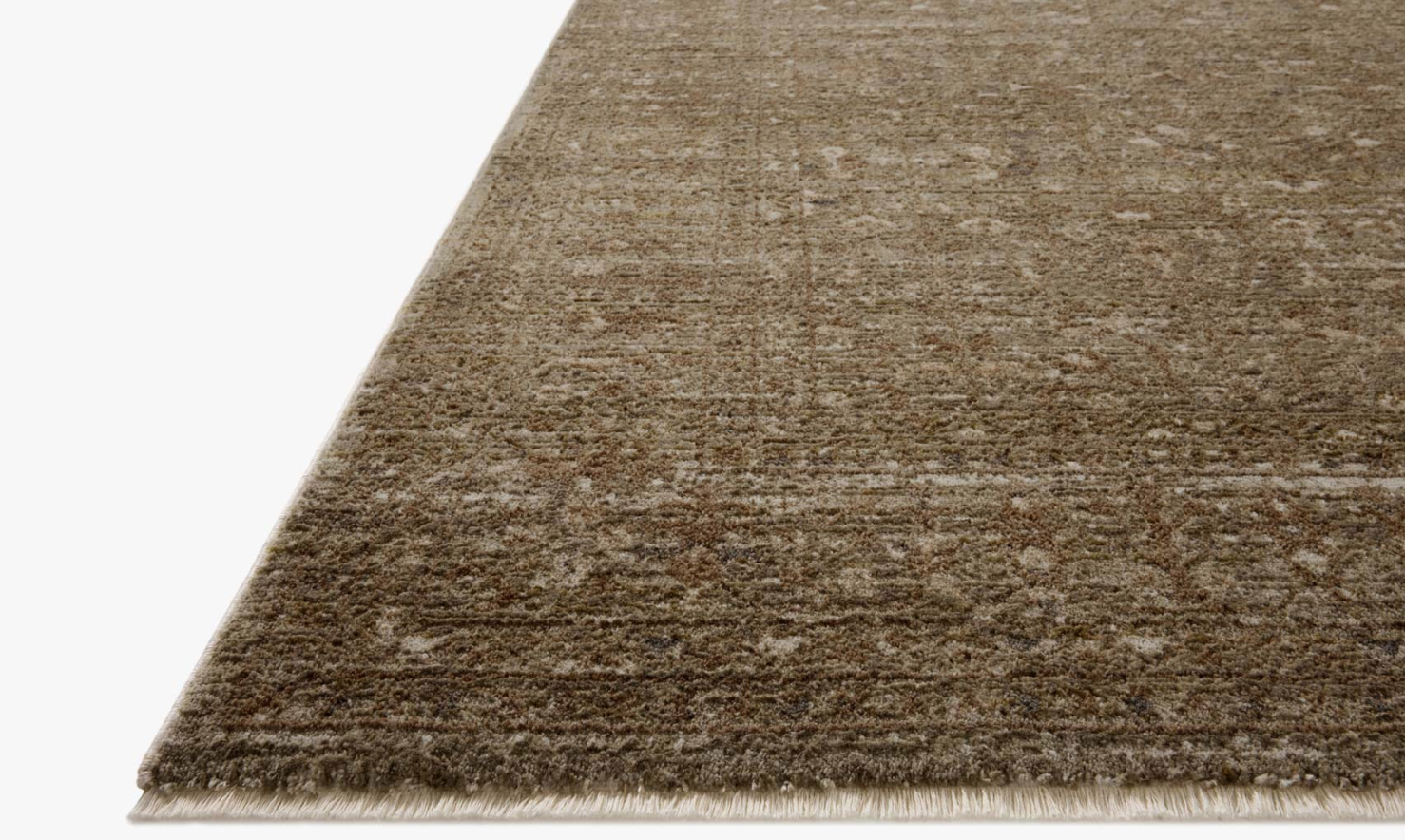 Haywood Rug in Sage/Brown: Product Pile Height View