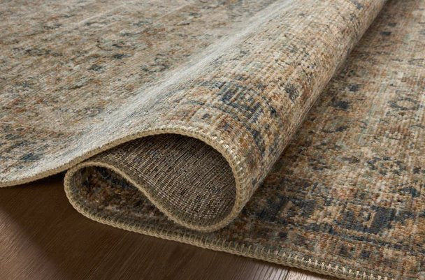 Heritage Rug in Sage/Navy: Folded Product View