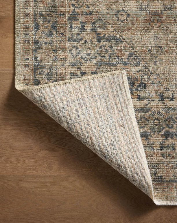 Heritage Rug in Sage/Navy: Backing View