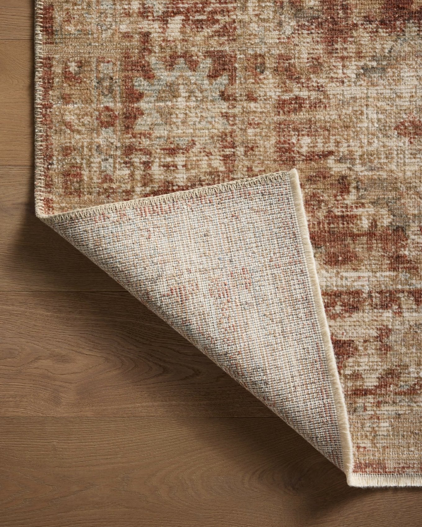 Heritage Rug in Brick/Multi: Backing View