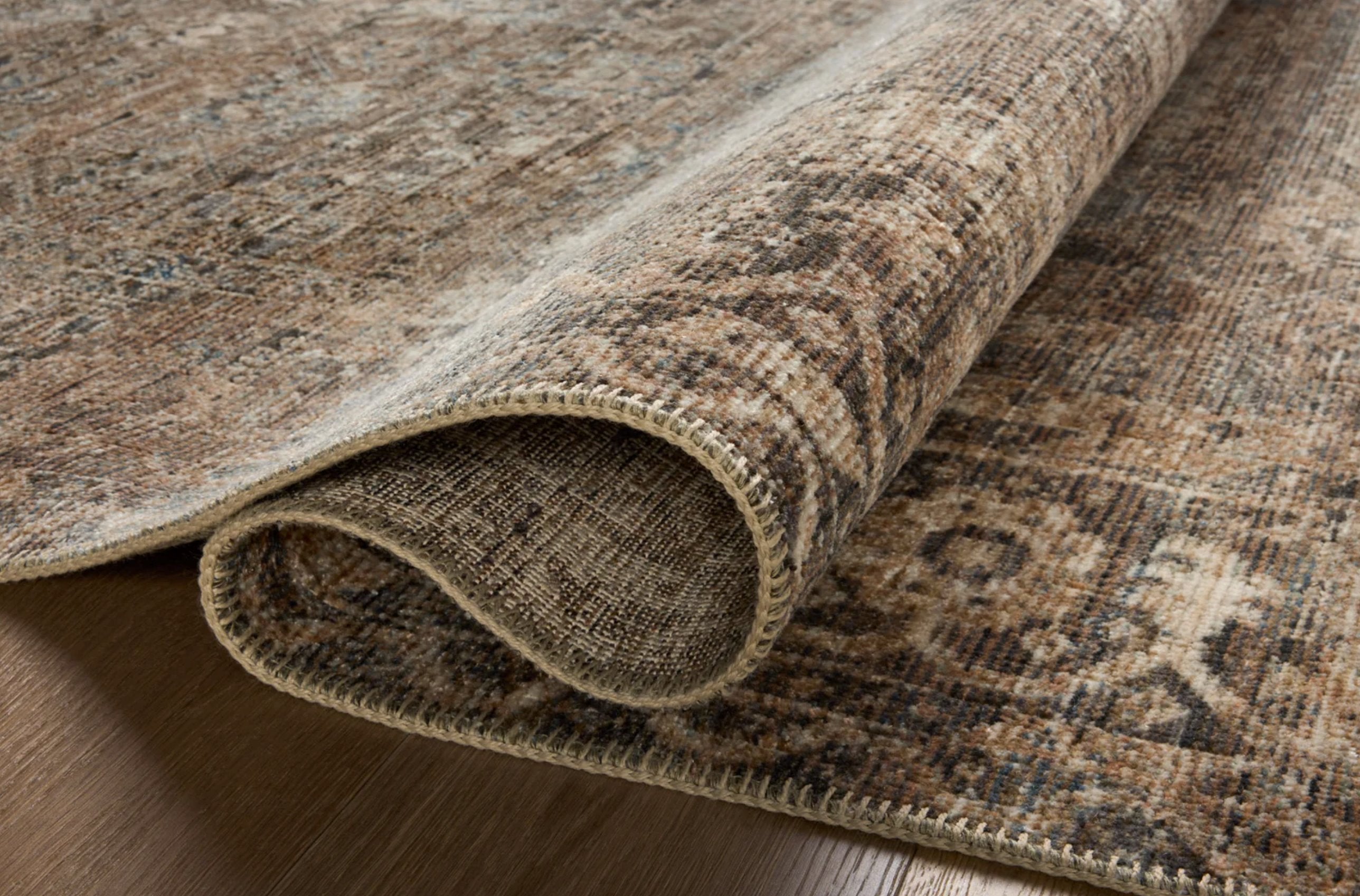 Heritage Rug in Mocha/Denim: Folded Product View