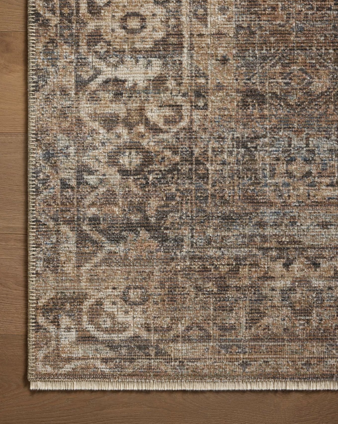 Heritage Rug in Mocha/Denim: Up-Close Pattern View