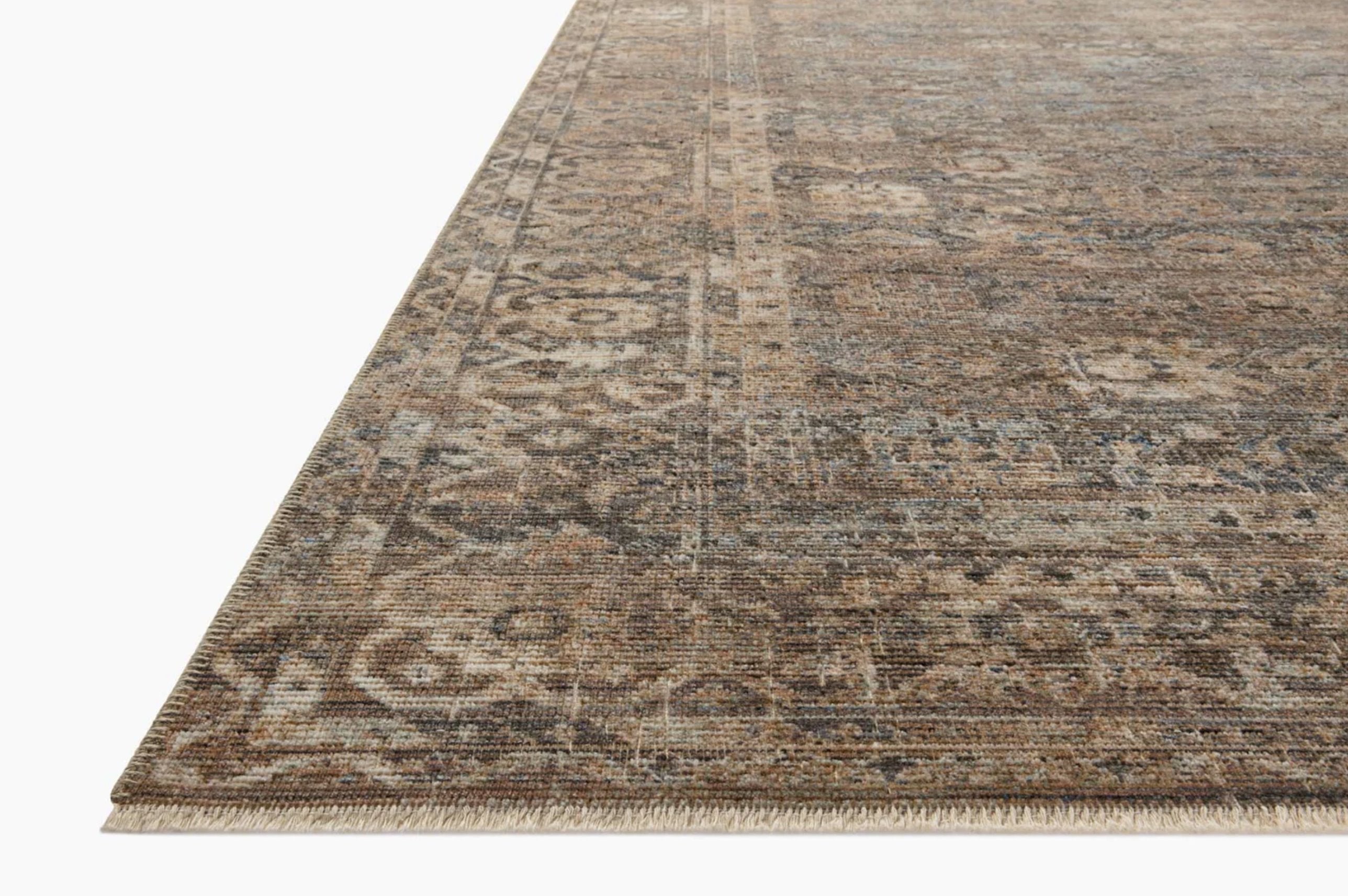 Heritage Rug in Mocha/Denim: Pile Height View