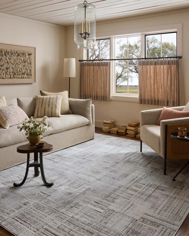 Hollis Rug in Pebble/Ivory: Product Style View