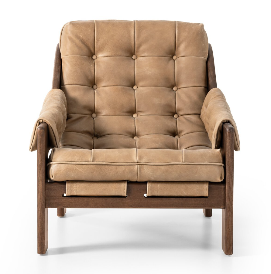 Halston Leather Chair-Palermo Drift: Front Product View
