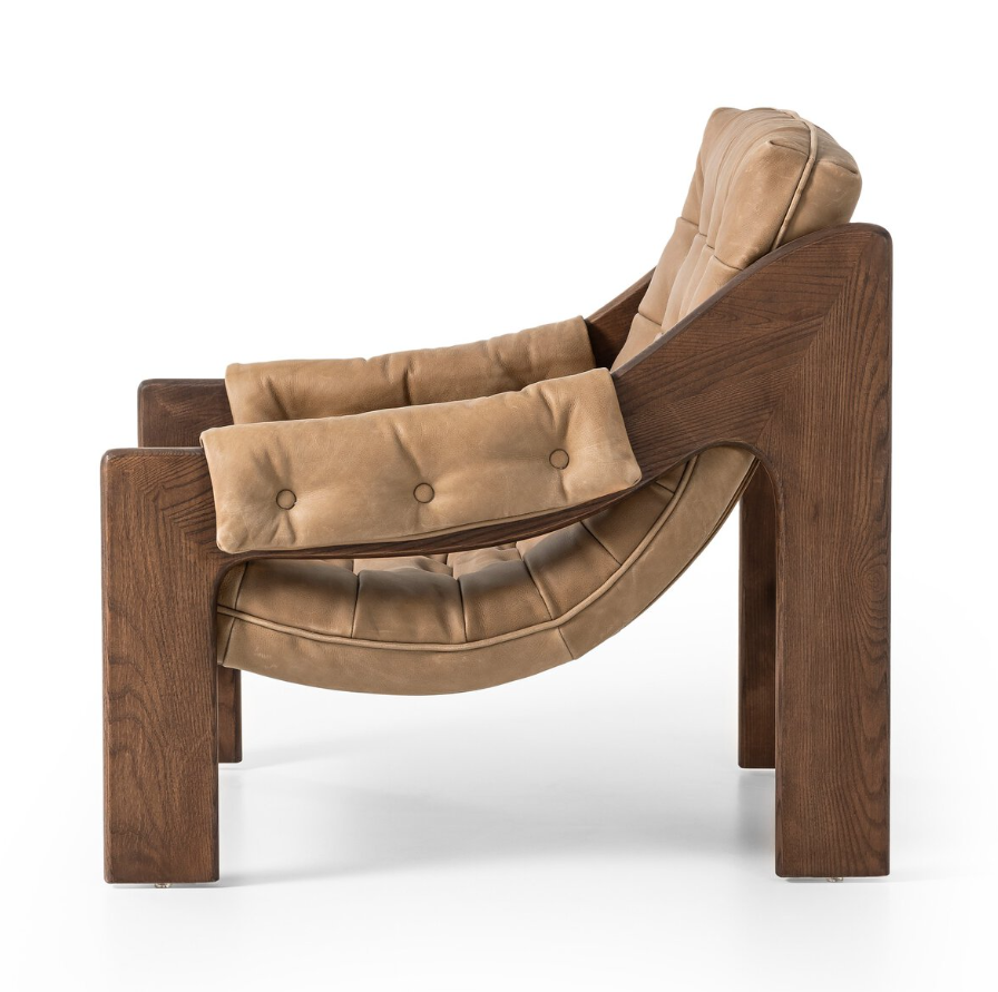 Halston Leather Chair-Palermo Drift: Product Side View
