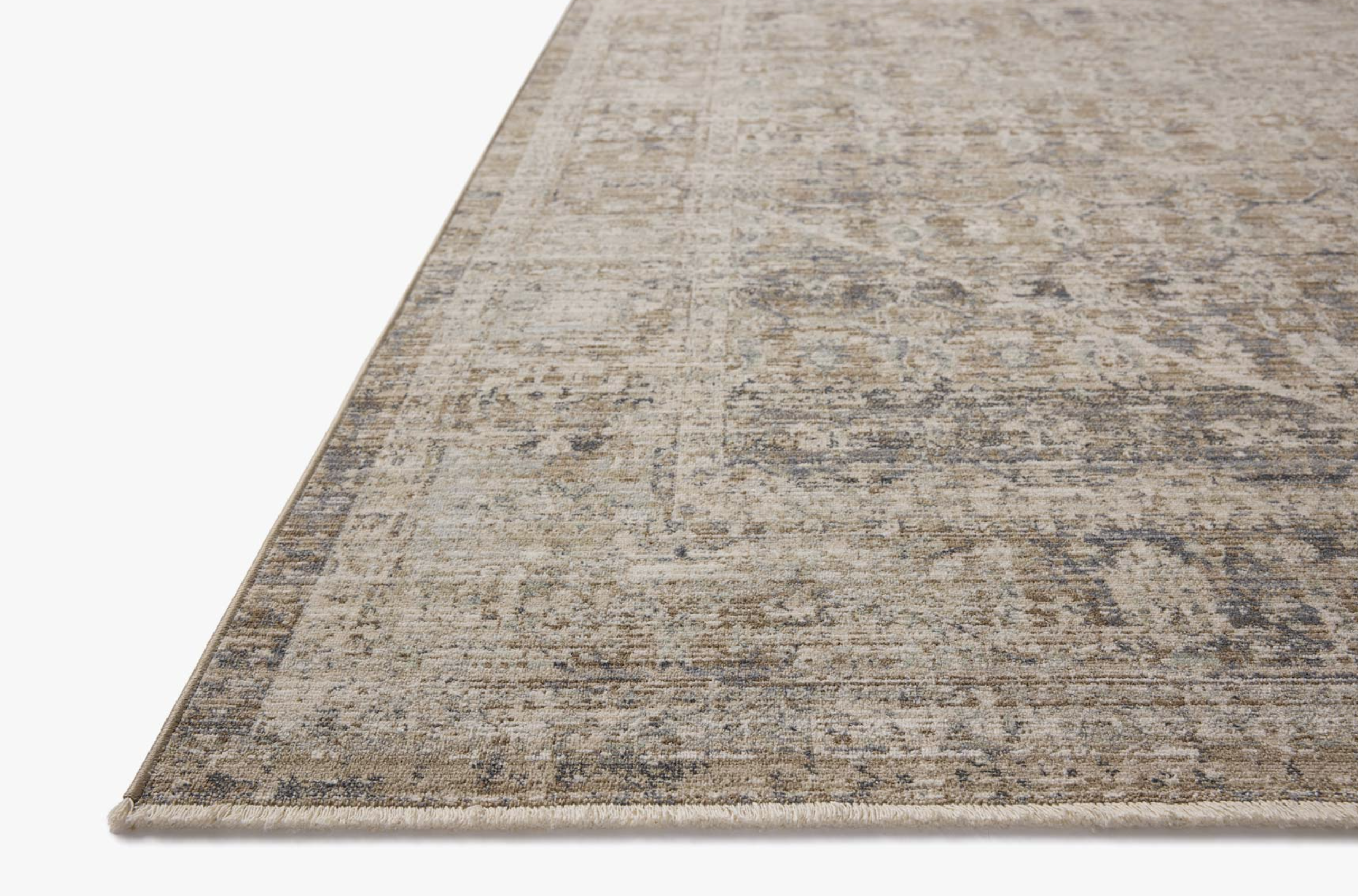Chris Loves Julia x Loloi Ida Rug in Slate/Natural: Pile Height View