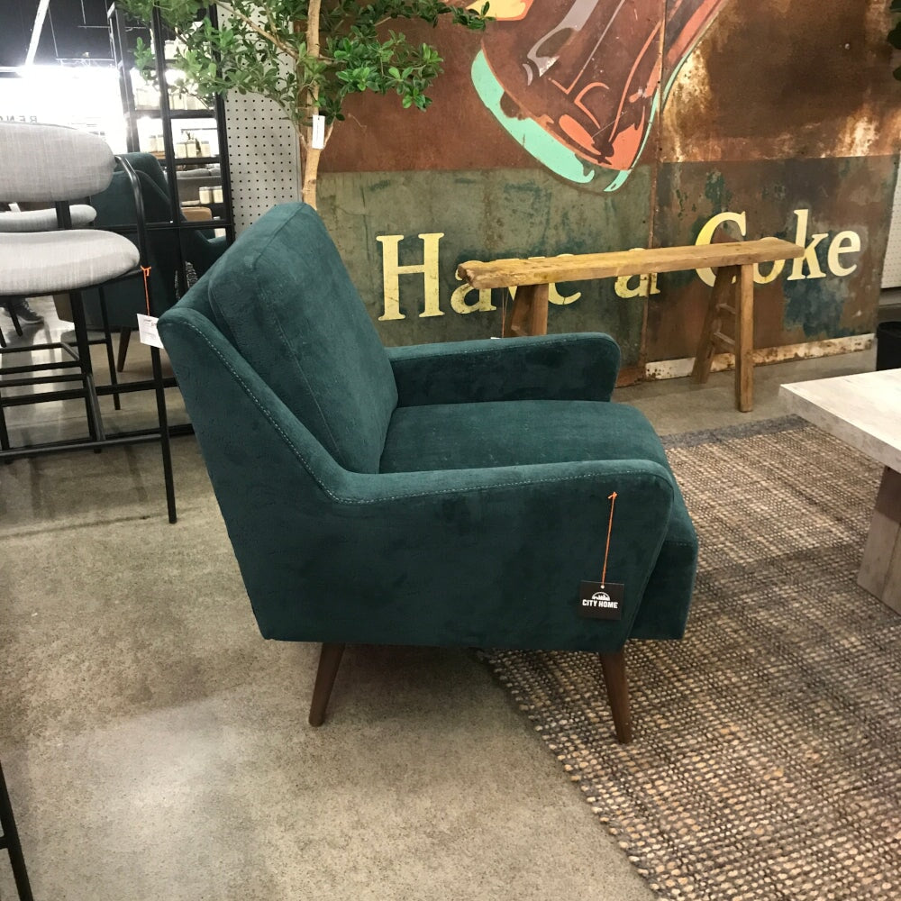 Popper Accent Chair in green velvet - available at City Home