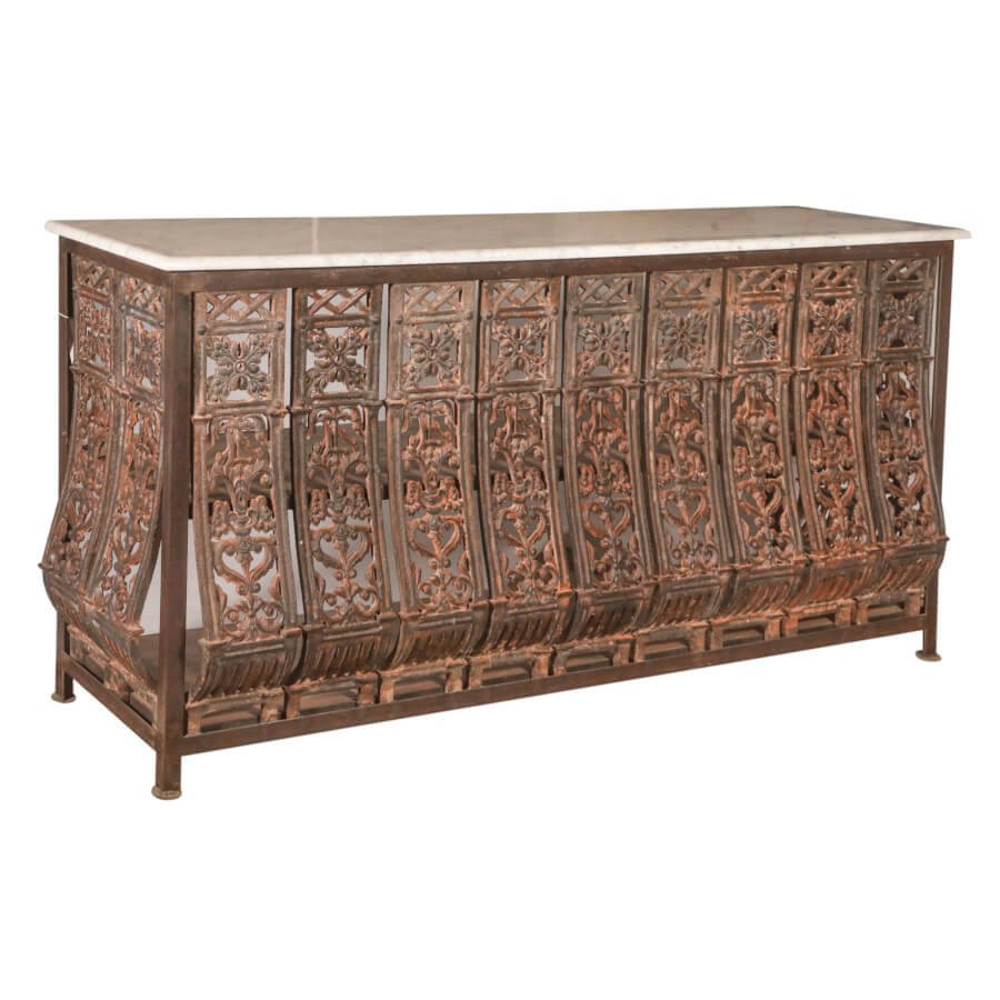 Reclaimed Balcony Console Table with Marble Top Style Two: Available at City Home PDX