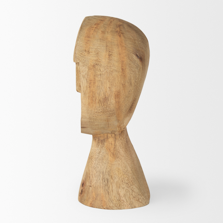 Ivan Wooden Head Sculpture-Size Medium: Product Side View