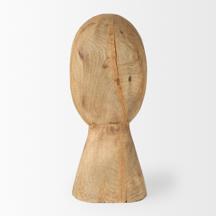 Ivan Wooden Head Sculpture-Size Medium: Product Back View
