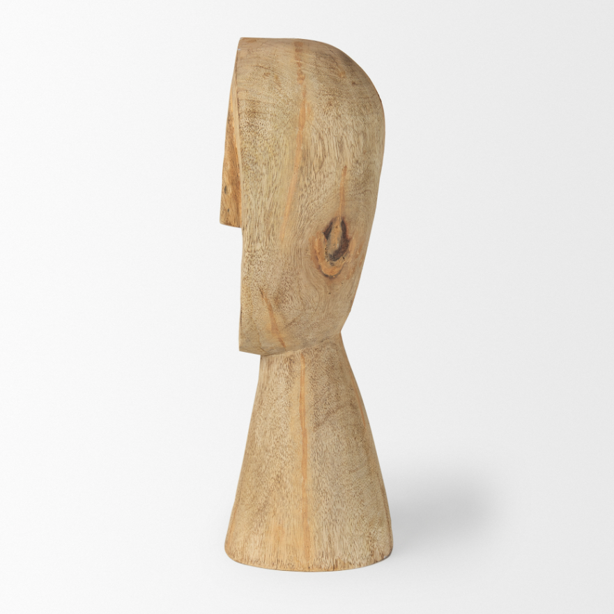 Ivan Wooden Head Sculpture-Size Large: Product Side View