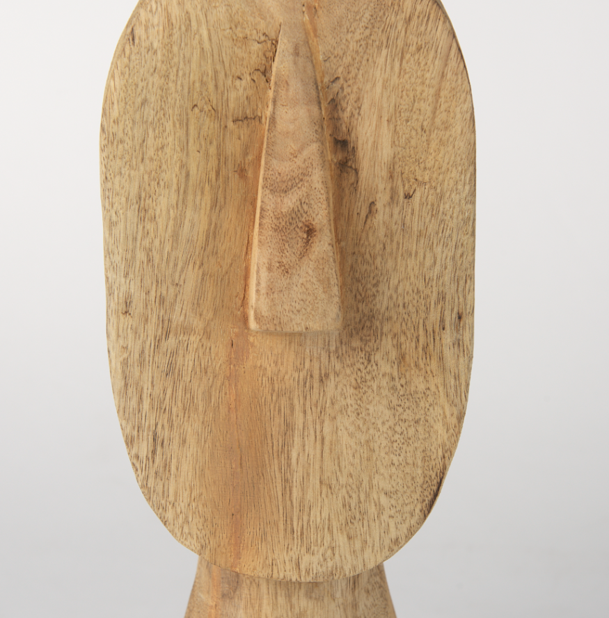 Ivan Wooden Head Sculpture-Size Large: Front Up-Close Product View