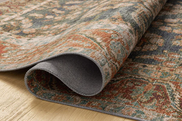 Chris Loves Julia X Loloi Jules Rug in Ocean/Spice: Product Folded View