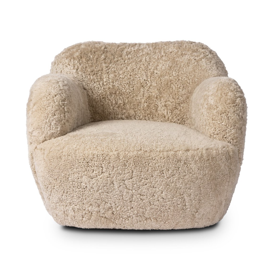 Julius Swivel Chair-Beige Shearling: Available at City Home PDX