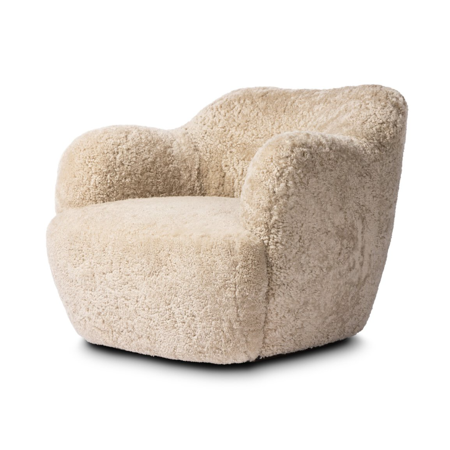 Julius Swivel Chair-Beige Shearling: Product View