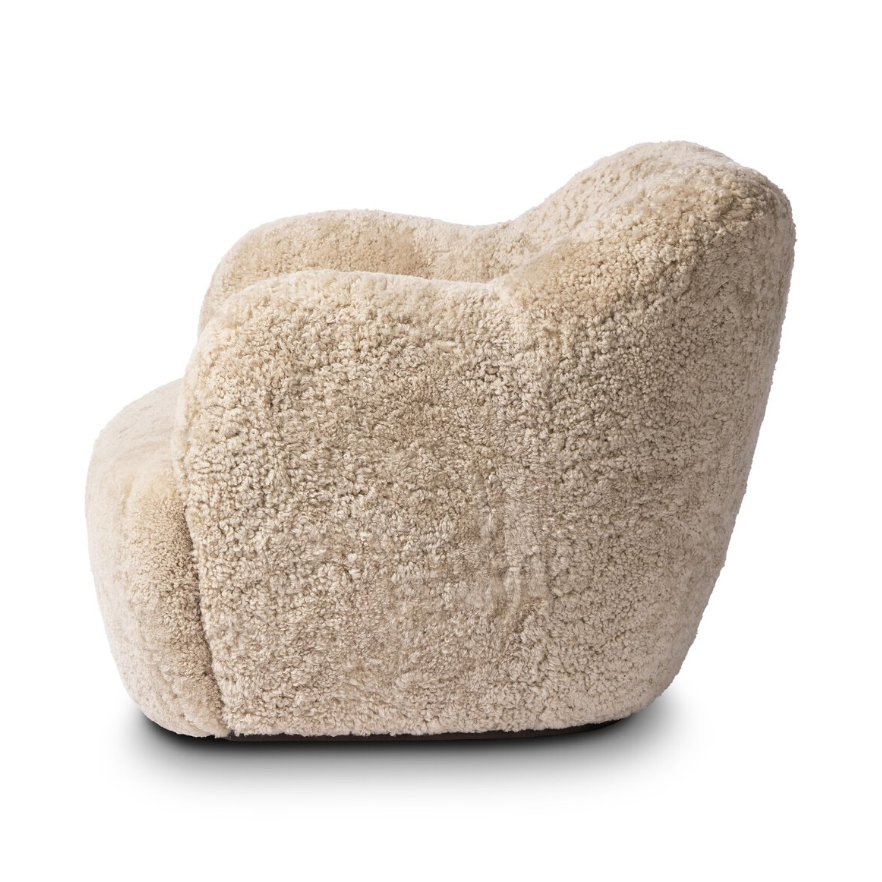 Julius Swivel Chair-Beige Shearling: Product Side View