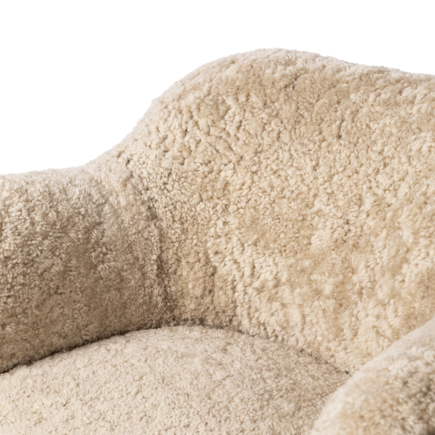 Julius Swivel Chair-Beige Shearling: Up-Close Product View
