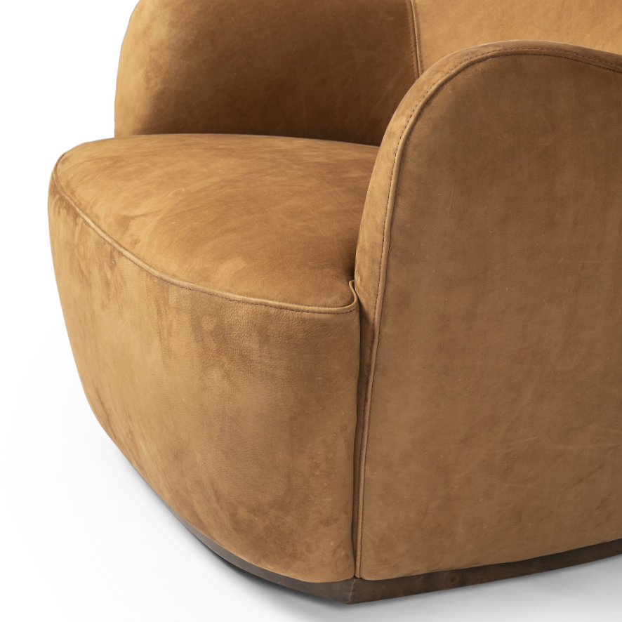 Julius Swivel Chair-Nubuck Coganc: Up-Close Front Product View